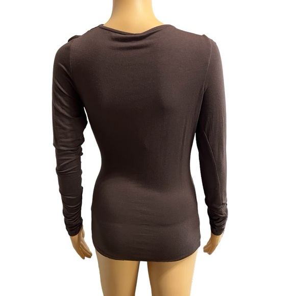 Kische Long Sleeve Asymmetrical Draped Brown Pullover Top Size S - Picture 5 of 7